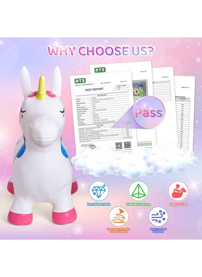 Bouncy Horse Unicorn Toys - Inflatable Unicorn Toys For Girls, Bouncy Pals For Toddlers 3-6 - Animal Bouncer For Outdoor Toddler Toys