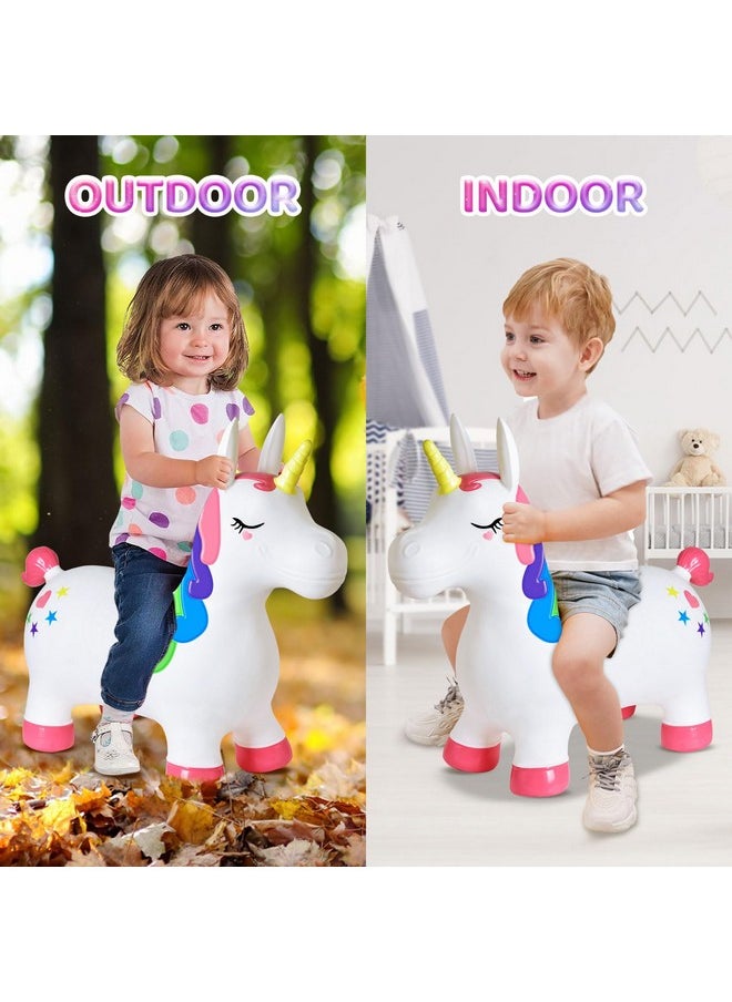 Bouncy Horse Unicorn Toys - Inflatable Unicorn Toys For Girls, Bouncy Pals For Toddlers 3-6 - Animal Bouncer For Outdoor Toddler Toys