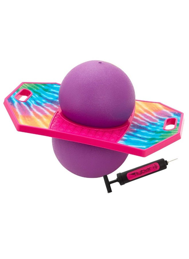 Pogo Trick Ball For Kids, Trick Bounce Board For Boys And Girls Ages 6+, Up To 160 Lbs, Includes Pump, Easy To Carry Handle, Durable Plastic Deck Indoor, Outdoor Toy Pogo Jumper (Tie Dye)