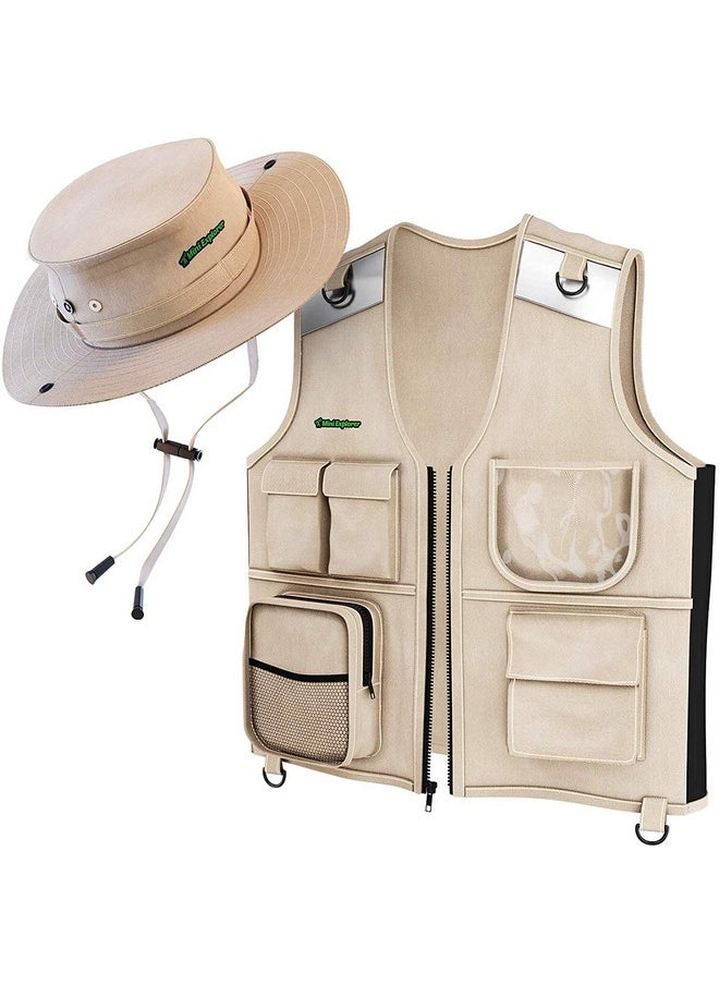 Kids Explorer Vest And Hat Costume - Backyard Safari Cargo Vest Kids Outdoor Activity - Gifts For Young Kids, Boys And Girls Ages 3-6