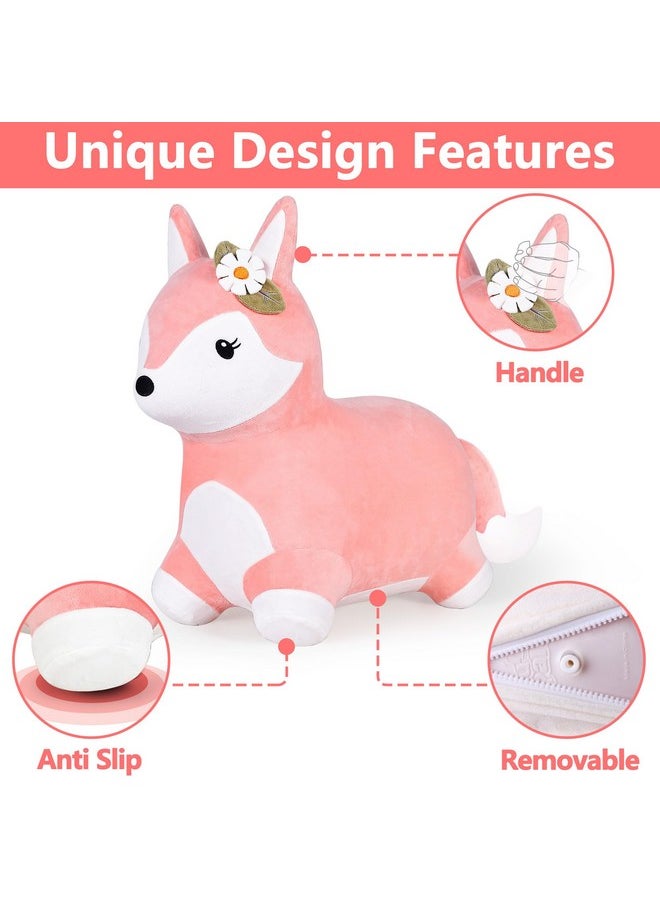 Bouncy Pals Hopping Fox Horse, Toddler Girl Inflatable Bouncing Animal Hopper Toy, Outdoor Indoor Plush Ride On Bouncer, Baby Birthday Gift 18 Month 2 3 4 Year Old Kid - Fox