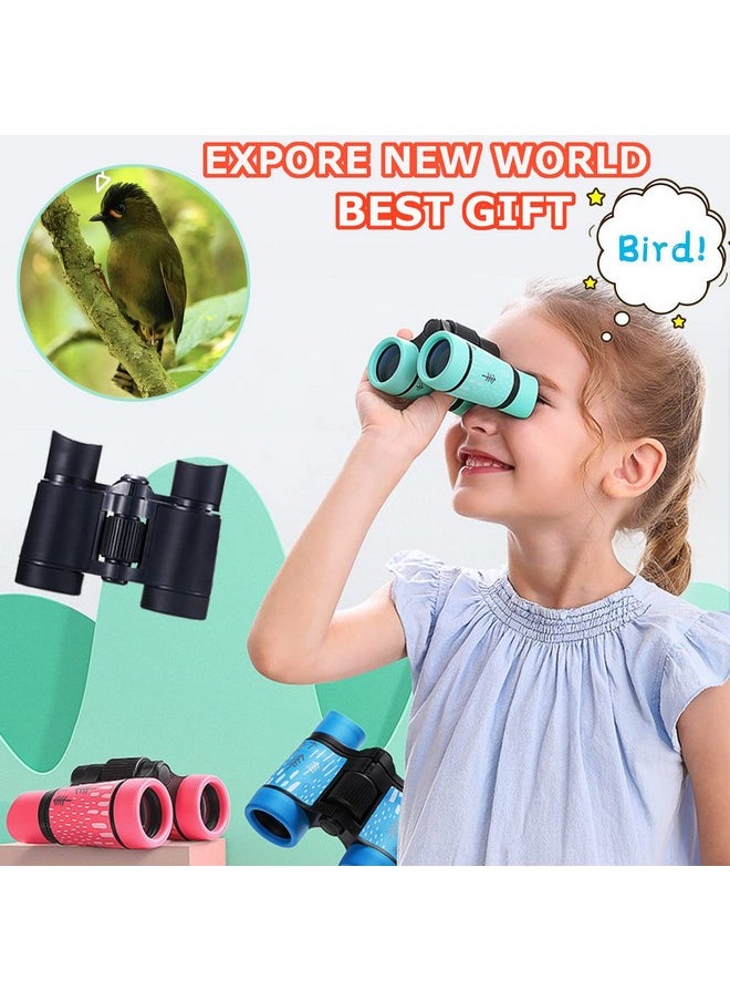 Kids Binoculars Best Gifts For 3-12 Years Boys Girls High-Resolution Optics Shockproof Mini Compact Binocuolar Toys Folding Small Telescope For Bird Watching Camping Outdoor Play