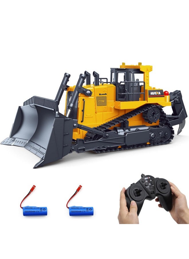 Remote Control Bulldozer Rc 1/16 Full Functional Construction Vehicle, 2.4Ghz 11 Channel Dozer Front Loader Toy With Light And Sound For Kids Age 6, 7, 8, 9, 10 And Up Years Old