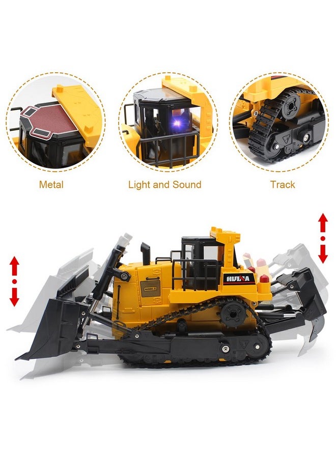 Remote Control Bulldozer Rc 1/16 Full Functional Construction Vehicle, 2.4Ghz 11 Channel Dozer Front Loader Toy With Light And Sound For Kids Age 6, 7, 8, 9, 10 And Up Years Old