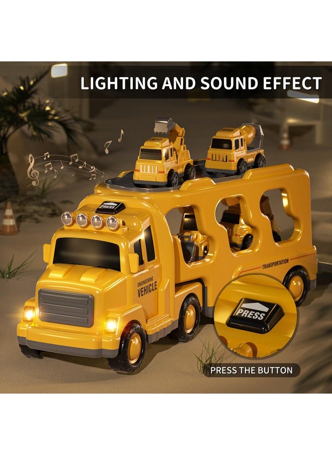 Construction Trucks Toddler Boy Toys Cars For Toddlers 1-3 - Kids Toys For 3 4 5 6 Years Old Boys Transport Vehicle Carrier Truck, Car Toys Set For Age 3-9, Christmas Birthday Gifts