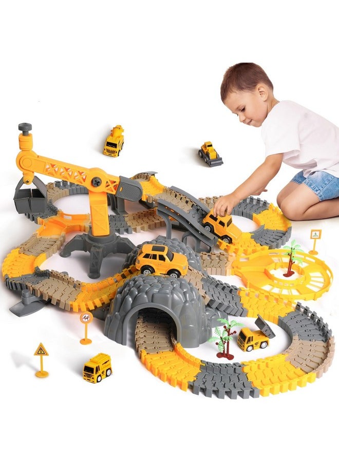 249Pcs Construction Race Track Vehicle Toys For Boys And Girls, Stem Building Bendable Cars Track Sets For Toddlers 3 4 5 6 Years Old