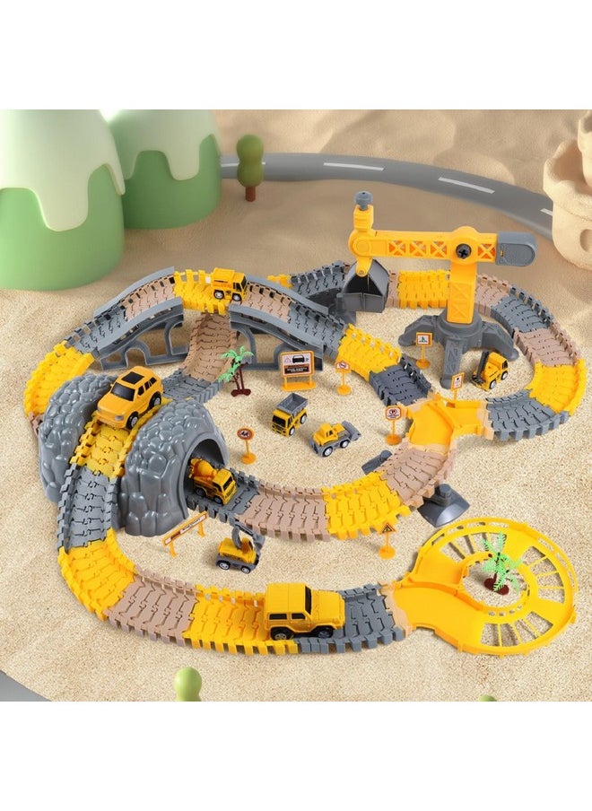 249Pcs Construction Race Track Vehicle Toys For Boys And Girls, Stem Building Bendable Cars Track Sets For Toddlers 3 4 5 6 Years Old