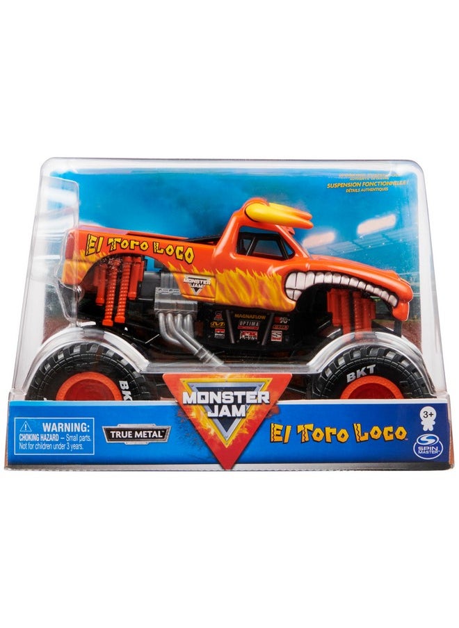 Official Monster Truck - El Toro Loco 1:24 Scale Die-Cast Vehicle - Chrome Rims And Tires For All Playsets - Collectible For Fans & Parties