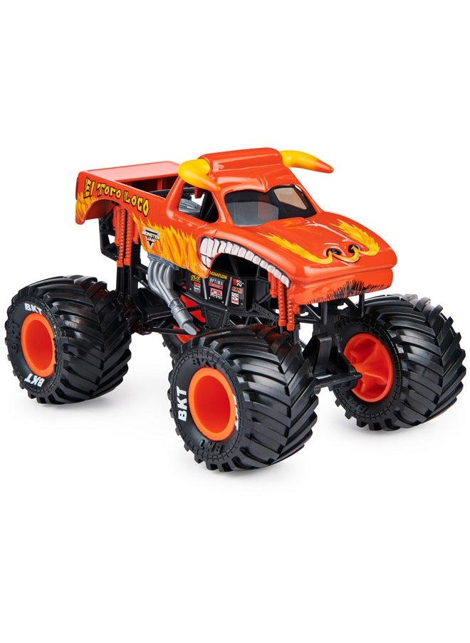 Official Monster Truck - El Toro Loco 1:24 Scale Die-Cast Vehicle - Chrome Rims And Tires For All Playsets - Collectible For Fans & Parties