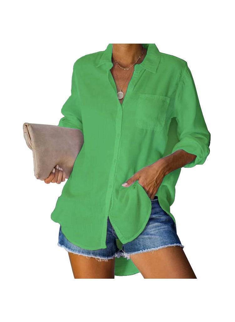 1 x 5 pcs New European Style Womens Oversized Casual Shirt Green