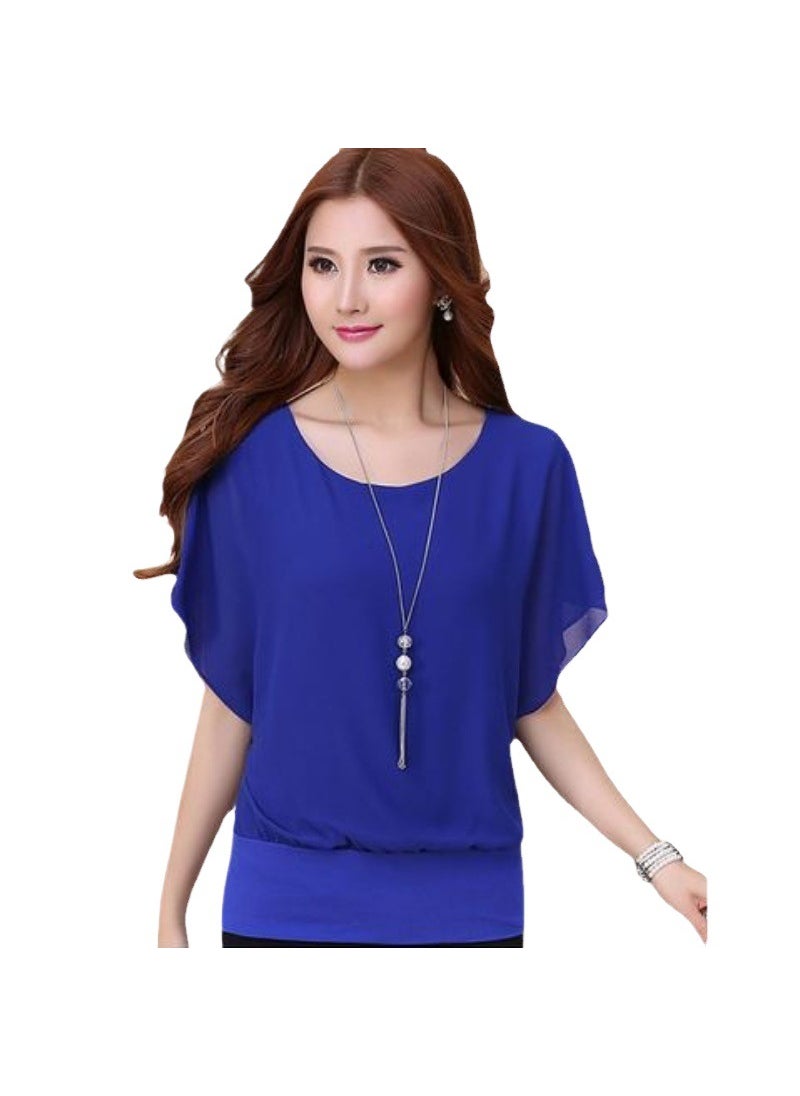 1 x 5 pcs Plus Size Ladies Batwing Sleeve Chiffon Top Purple