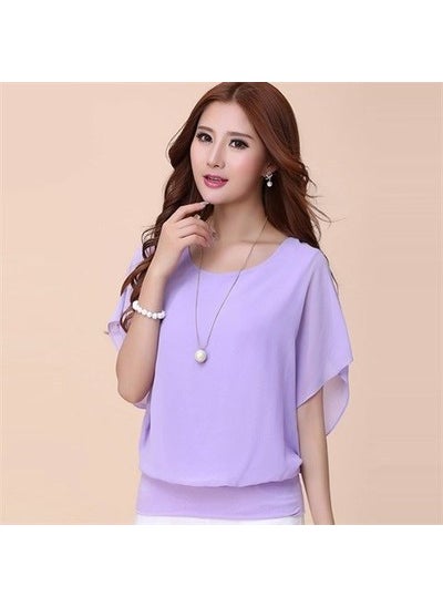 1 x 5 pcs Plus Size Ladies Batwing Sleeve Chiffon Top Burgundy