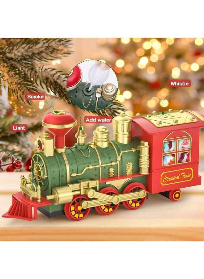 Christmas Train Set For Under Around The Tree, Electric Train Set Toys With Lights Sound, Steam Locomotive, Cargo Cars & Tracks, For Kids 3 4 5 6 7 8 Year Old
