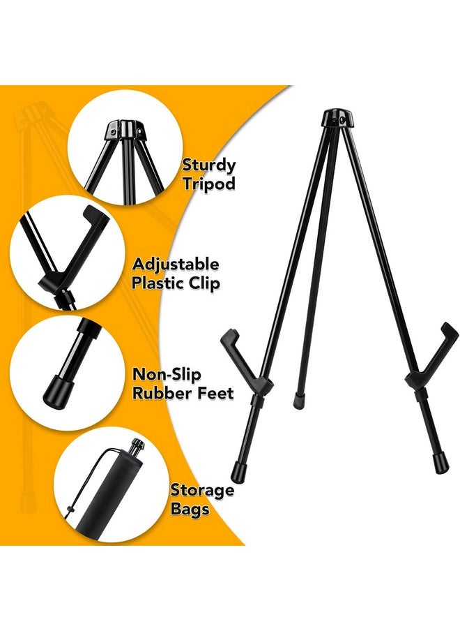3Pack 14'' Tabletop Easel, Black Steel Table Top Easels For Display, Small Portable Tripod Stand, Adjustable Holders - Display Paintings, Frame Pictures,Signs, Posters (With 3 Storage Bags)