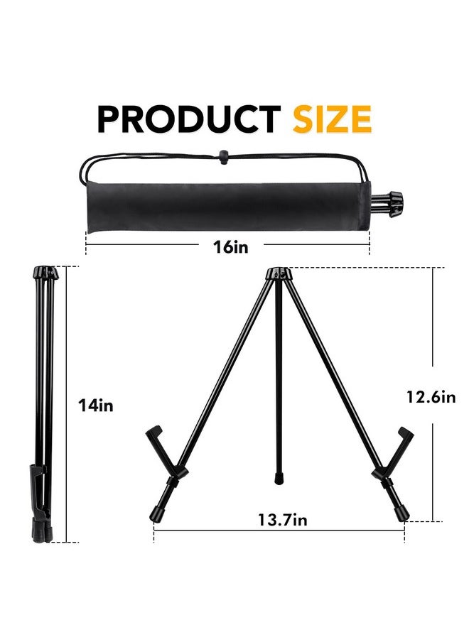 3Pack 14'' Tabletop Easel, Black Steel Table Top Easels For Display, Small Portable Tripod Stand, Adjustable Holders - Display Paintings, Frame Pictures,Signs, Posters (With 3 Storage Bags)