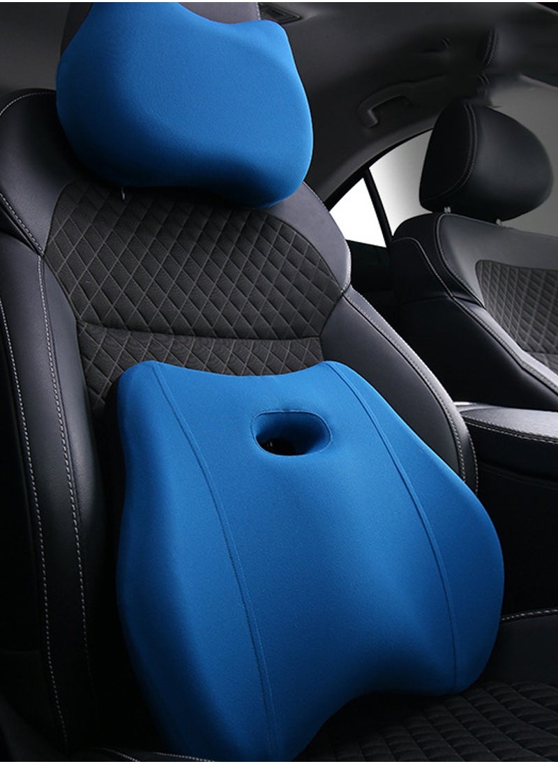 Tycom Seat Cushion for Office and Car Seat Lumbar Support Pillow Chair Memory Foam Seat Cushion for Sciatica Back Support Pillow Chair Pads Reduce Tailbone Pressure Blue.