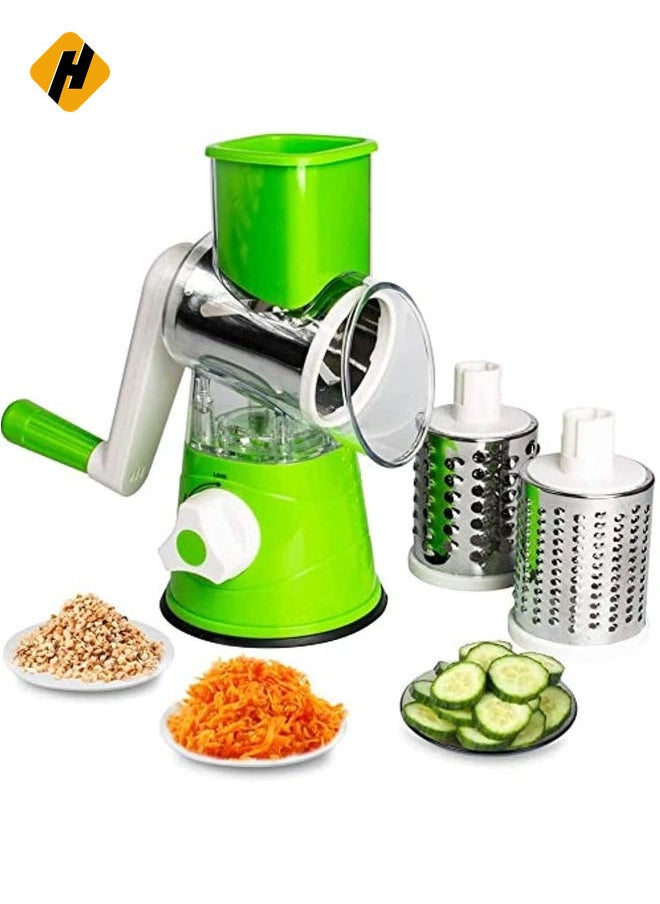 Manual Tabletop Drum Cheese Grater, 3 In 1 Rotary Shredder Slicer Grinder For Cucumber Nut Potato Carrot Cheese, Vegetable Salad Shooter