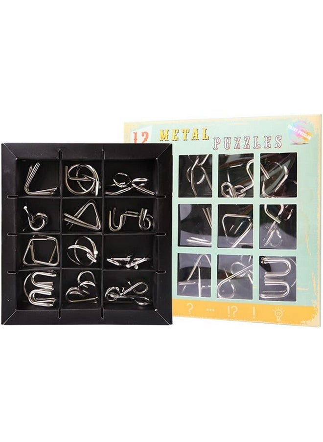 Brain Teasers Metal Wire Puzzle Toys - Assorted Metal Puzzle Toys For Gifts, Party Favors, Prizes, Disentanglement Puzzle Unlock Interlock Toys - Iq Puzzle Brain Teaser (12 Pc), Kids