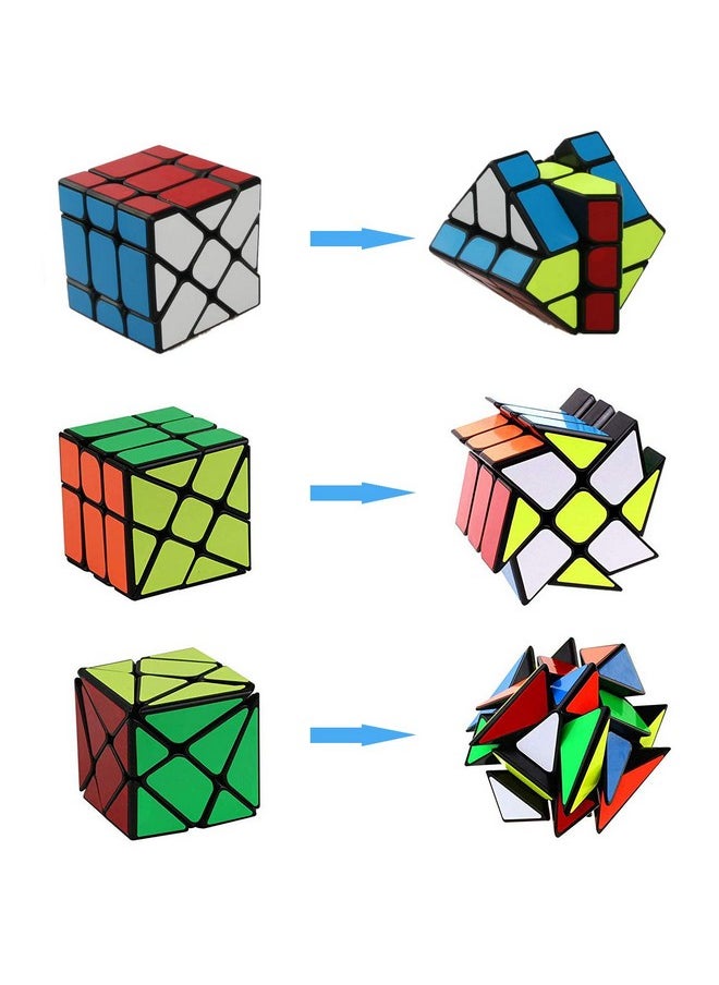 Cube Set Ahyuan 3 Pack Magic Speed Cube Bundle 3X3X3 Yj Windmill Cube Yongjun Axis V2 Cube Yj Fisher Cube 3X3 Sturdy And Smooth Speed Cube Puzzles Toy For Kids And Adults