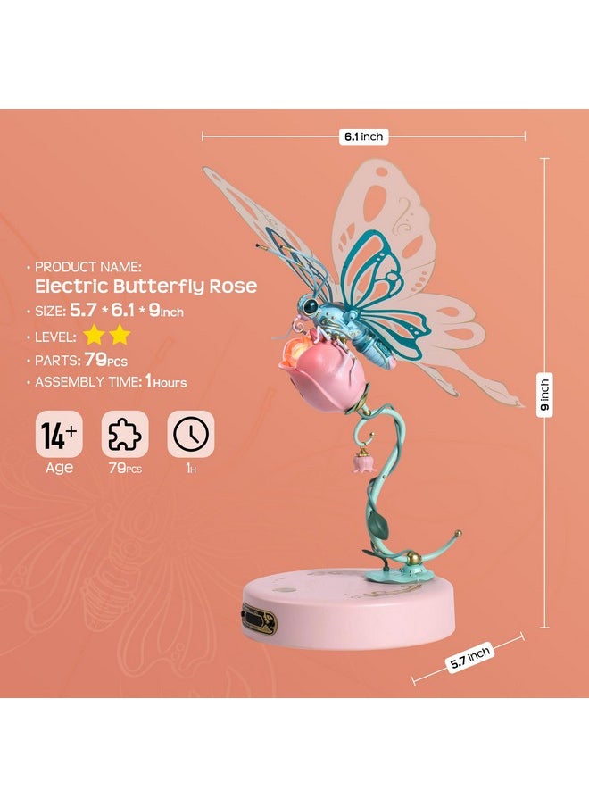 3D Puzzles For Adults,Mechanical Butterfly Puzzle For Adults,Species Model Kit,Electric Building Toy Kit,Diy Creative Craft Gifts For Adults,Unique Office&Home Decor (Pink)