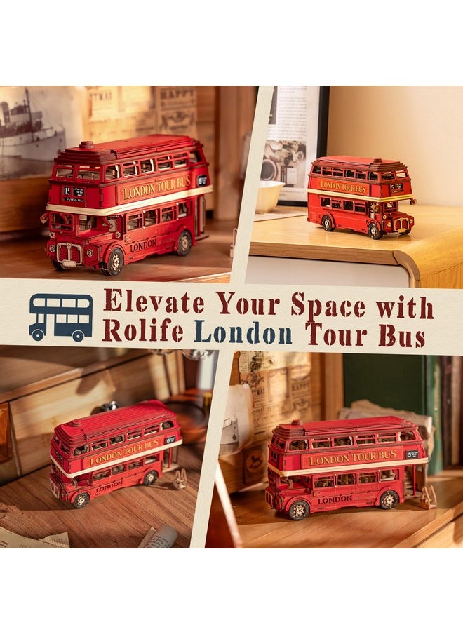 3D Puzzles For Adults,Diy Bus Toy Wooden Model Kit Building Set,Birthday/Christmas Gift For Kids/Teens/Boys-London Bus