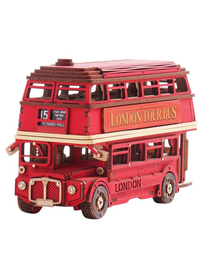 3D Puzzles For Adults,Diy Bus Toy Wooden Model Kit Building Set,Birthday/Christmas Gift For Kids/Teens/Boys-London Bus