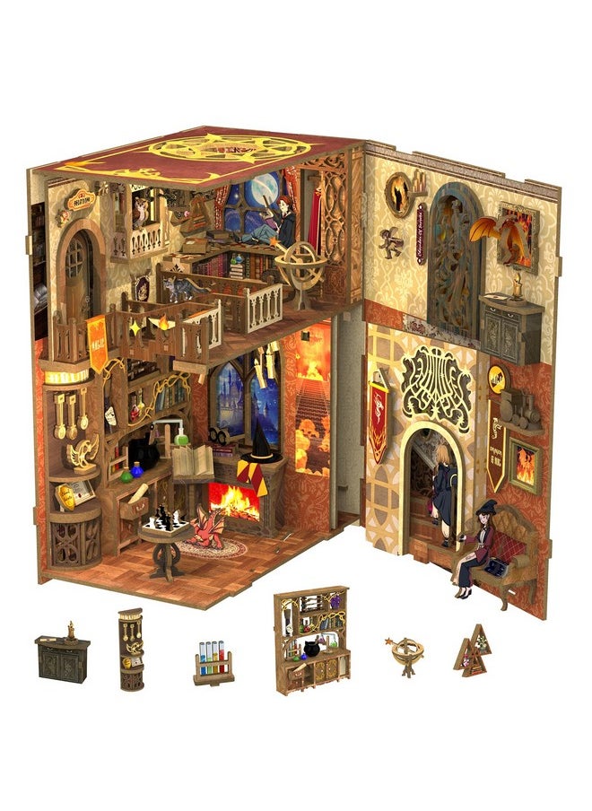 Diy Book Nook Kit For Adults And Teens, Diy Wooden Miniature Tiny House Dollhouse Kit Bookshelf Booknook Bookcase Model Build Gift Kit Decor Alley With Led Light