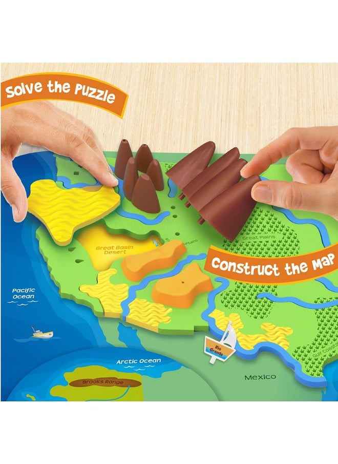 Mapology Physical Features Usa Puzzle | Mountains, National Parks, Rivers & Lakes 3D Puzzle For Kids 8-10 | Educational Toys | Classroom Must-Haves | Classroom Christmas Toys