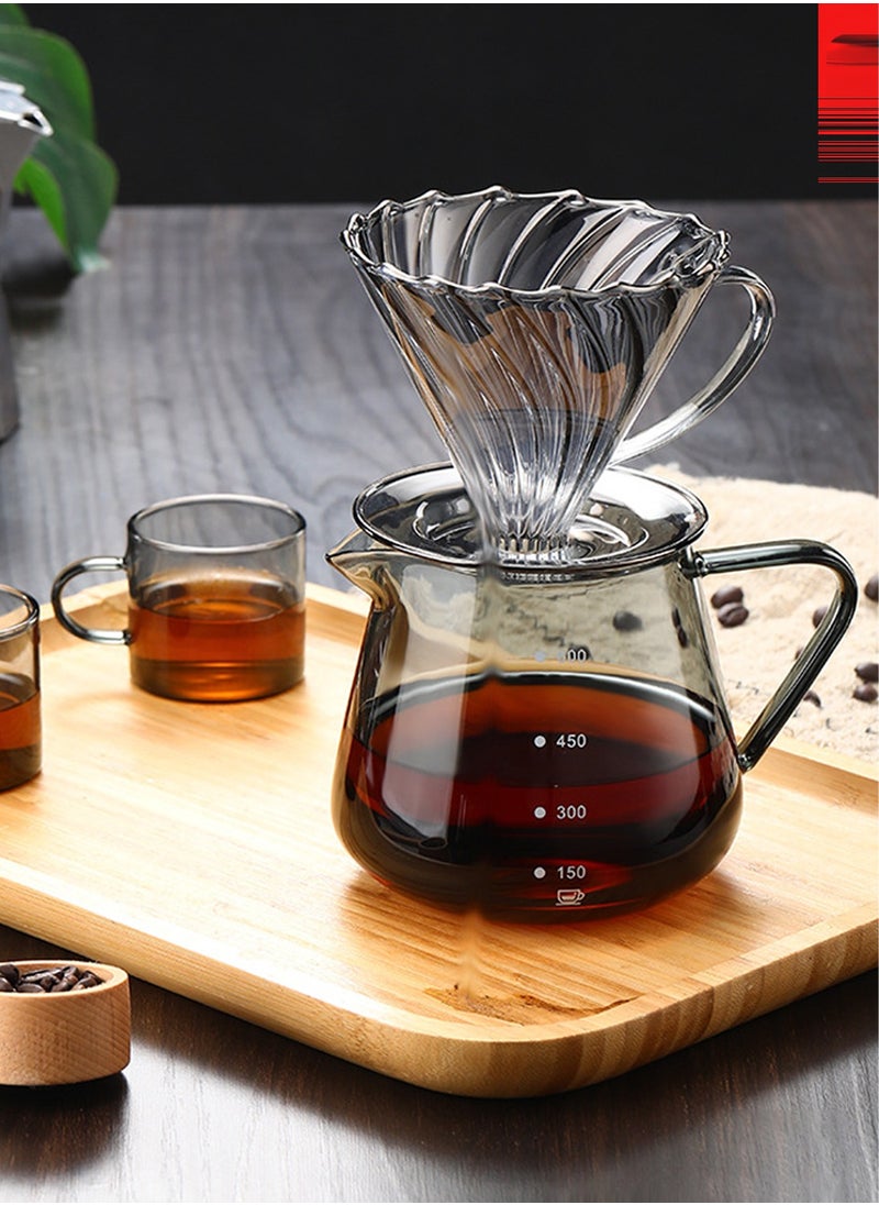 V60 Coffee Maker  Set of 2 Pour Over Drip Brew Machine, 600ML Glass Carafe Coffee Server and Size 02 Glass Coffee Dripper Filter(1-4CUPS)