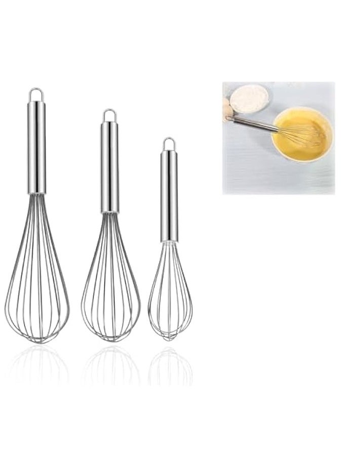 3-Piece Stainless Steel Whisk Set - 8