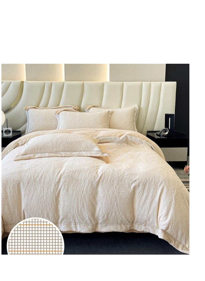 Bed Sheet Style — Carved Velvet Cloth Embroidered Wide Edge Milk Velvet Four Piece Bedding Set