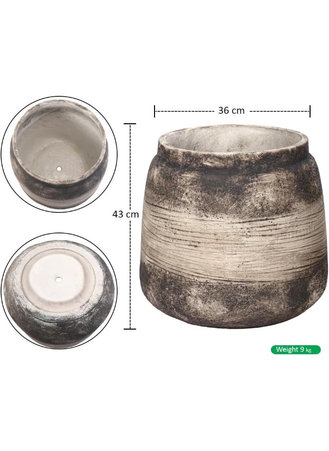 YAHOME Concrete Planter Pot, Unique Textured Design Plant Pot with Drainage Hole, Lightweight & Weather-Resistant Flower Pot, Indoor & Outdoor Floor Vase Decor for Home Office Patio Event (47X43.5)