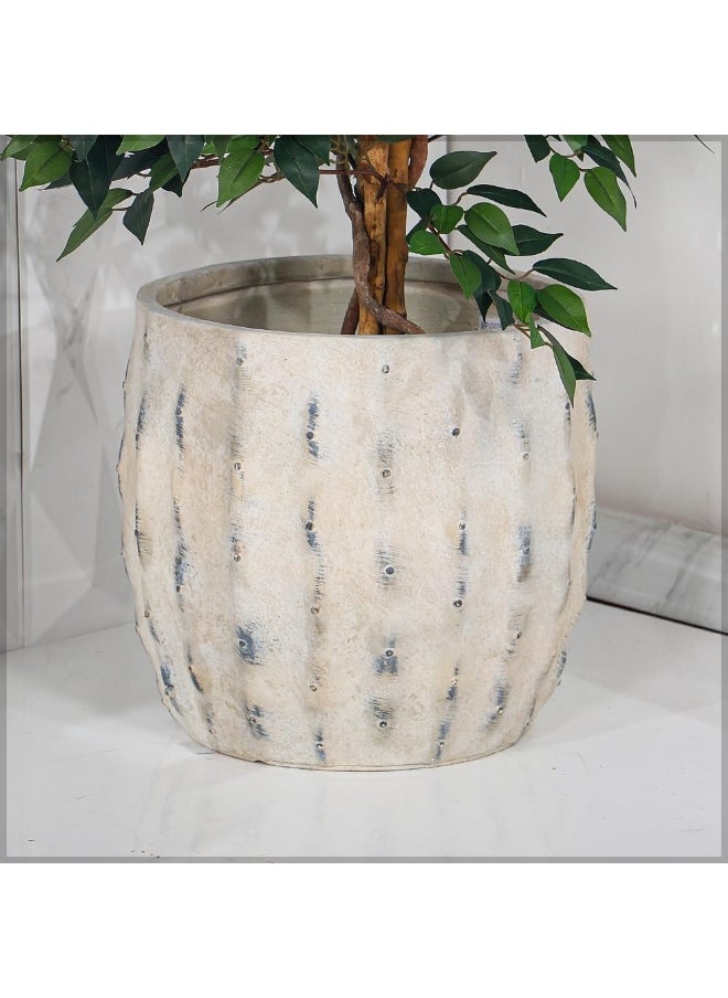 YAHOME Plant Pot, Elegant Rustic Dot Detailing Concrete Planter Pot with Drainage Hole, Lightweight & Weather-Resistant Boho Decor Garden Pot for Faux & Real Plants, Home Office Decor (35X35)