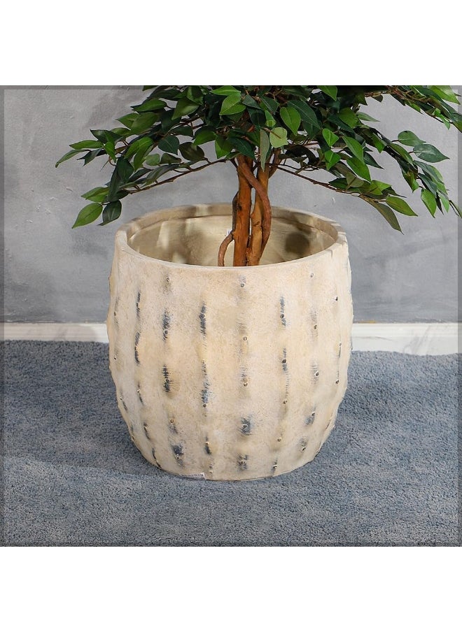 YAHOME Plant Pot, Elegant Rustic Dot Detailing Concrete Planter Pot with Drainage Hole, Lightweight & Weather-Resistant Boho Decor Garden Pot for Faux & Real Plants, Home Office Decor (35X35)