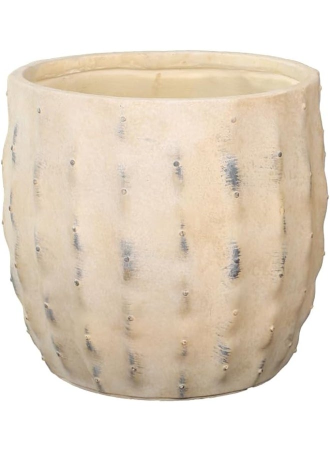 YAHOME Plant Pot, Elegant Rustic Dot Detailing Concrete Planter Pot with Drainage Hole, Lightweight & Weather-Resistant Boho Decor Garden Pot for Faux & Real Plants, Home Office Decor (35X35)