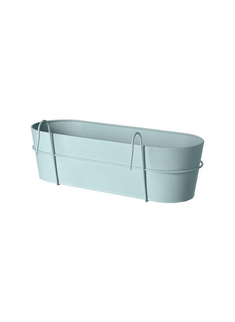 Flower box with holder, in/outdoor light grey-blue, 56x20 cm