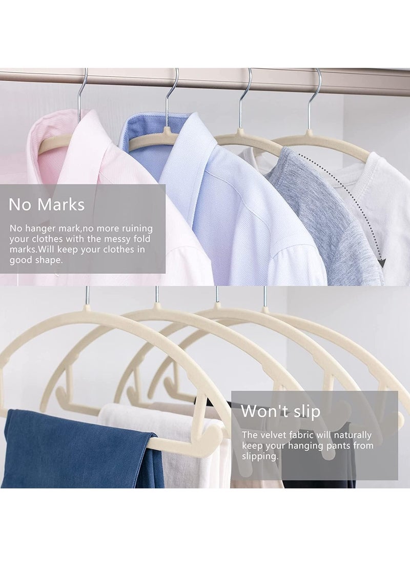 Non Slip Velvet Hangers Suit Hangers 100 Pack Ultra Thin Space Saving 360 Degree Swivel Hook Clothes Hangers for Coats Jackets Pants and Dress Curved 100 Pieces Beige.
