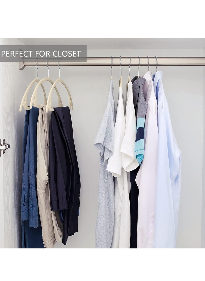 Non Slip Velvet Hangers Suit Hangers 100 Pack Ultra Thin Space Saving 360 Degree Swivel Hook Clothes Hangers for Coats Jackets Pants and Dress Curved 100 Pieces Beige.