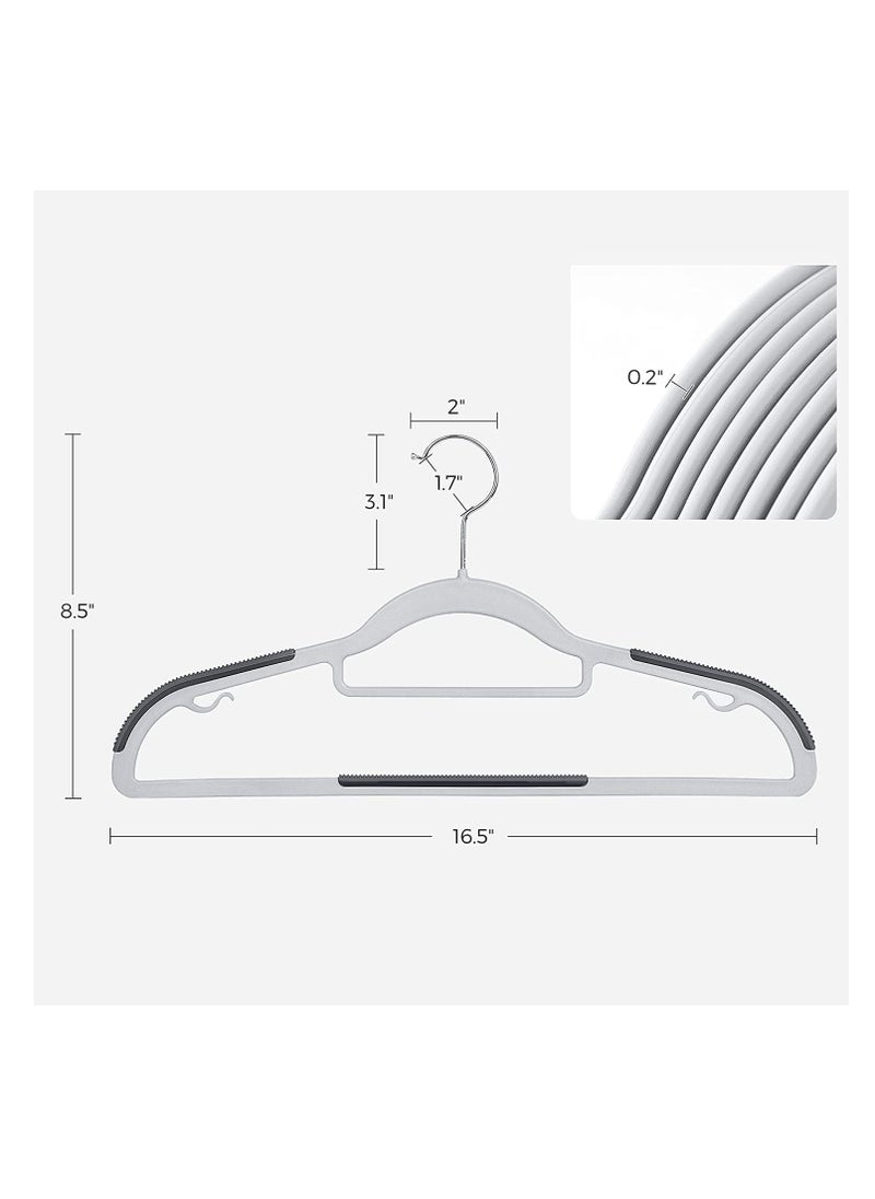 Clothes Hangers 100 PACK Heavy Duty Durable Standard Clothes Hanger Plastic Suit Coat Shirt Hangers Space Saving Clothes Hanger with Rubber Coating 16.5Inches 100 Pieces Dark Grey.