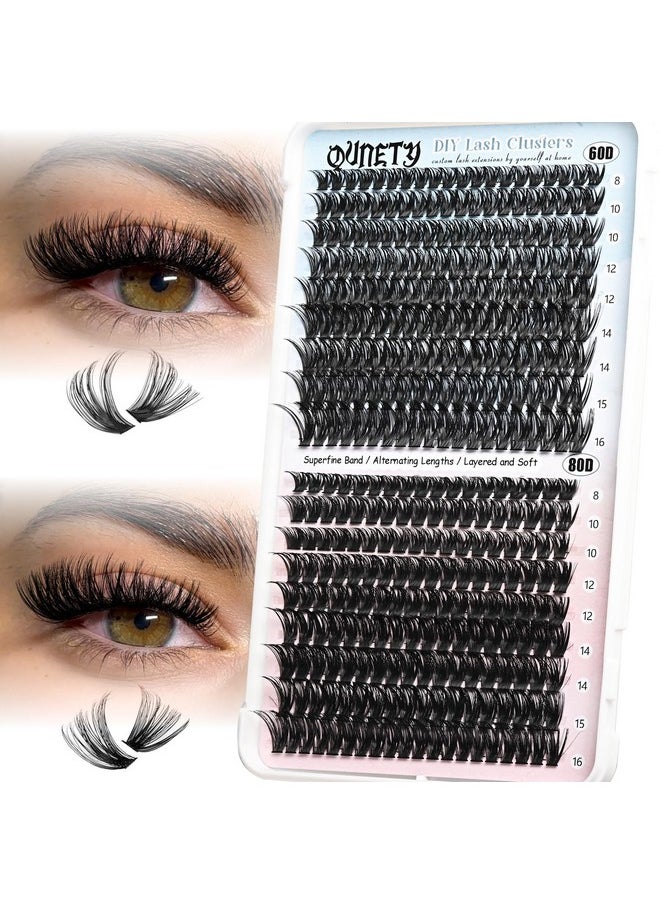 Lash Clusters 360Pcs Eyelash Clusters 60D+80D Cluster Eyelash Extensions Wispy Individual Lashes Cluster Natural Diy Eyelashes C Curl Volume False Mink Eye Lash Extension Trays