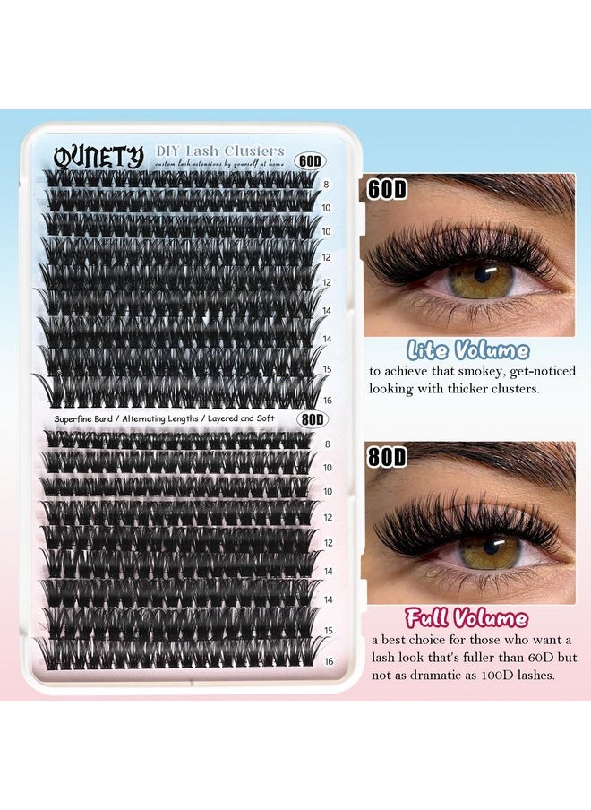 Lash Clusters 360Pcs Eyelash Clusters 60D+80D Cluster Eyelash Extensions Wispy Individual Lashes Cluster Natural Diy Eyelashes C Curl Volume False Mink Eye Lash Extension Trays