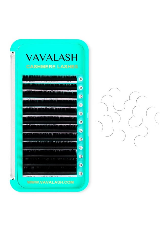 Cashmere Lashes 0.03/0.05/0.07 Premium Lashes Volume Eyelash Extensions 8-20Mm Individual Silk Lashes, Soft Super Matte Black Professional Lashes Extension Tray Supplies (0.05-D-8-15Mm)