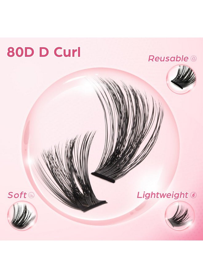 Lash Clusters, 280 Pcs Fluffy Cluster Lashes Diy Cluster Eyelash Extensions Volume Reusable Individual Lashes Cluster Wispy Look Super Thin Band & Soft(Fluffy, D-10-16Mix)