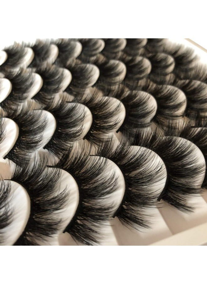 False Eyelashes 20Mm Thick Mink Lashes Pack 16 Pairs Fluffy Dramatic Fake Eyelashes 2 Styles 5D Long Soft Handmade Eye Lashes Multipack