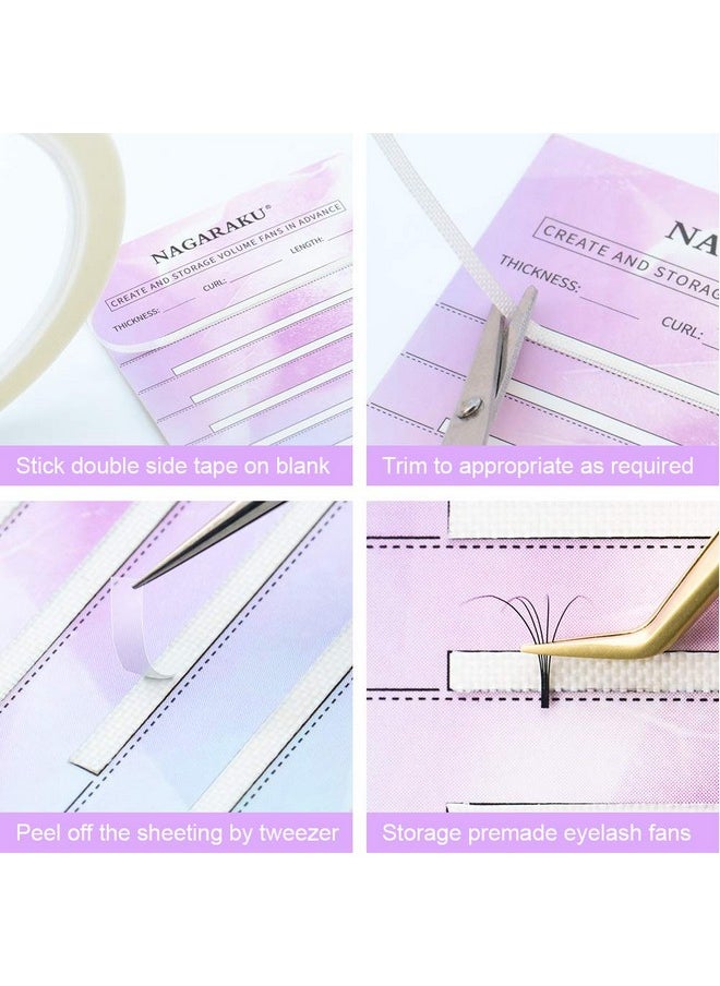 Eyelash Extension Storage Card Premade Fans Volume Lash Storage 2Mm Sticky Strip False Eyelashes Paper Card (20 Sheets With 1 Roll Tape)