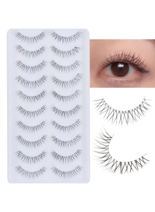 10 Pairs Natural Lashes That Look Like Extensions 5-13Mm Short False Eyelashes Handmade Clear Band Wispy Eyelashes For Daily Work Lashes Easy To Apply (A01)