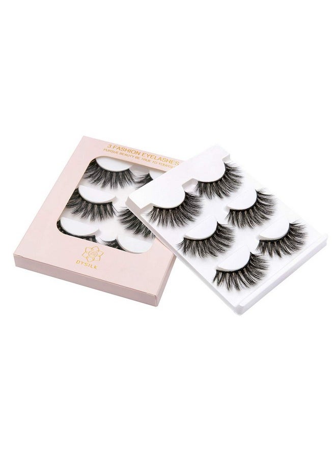 Mink Eyelashes - False Eyelashes 3 Pairs 6D Mink Lashes - Wispy Lashes Natural Look Faux Mink Eyelashes Dramatic Lashes Fluffy Cat Eye Reusable Lashes Pack Extension |002-0.6 Inch