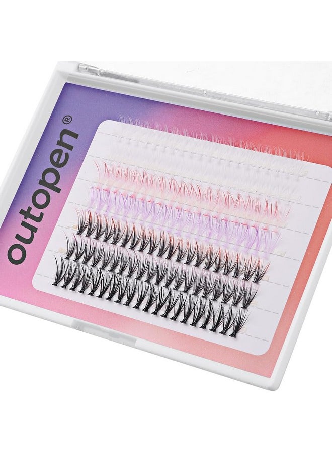 Colored Lashes 14Mm Cluster Lash Extensions 140 Pcs 7 Colored Mixed Eyelashes C Curl Wispy Natural Colorful Cluster Lashes Extension Diy At Home Reusable (14Mm/6 Colors Mixed)