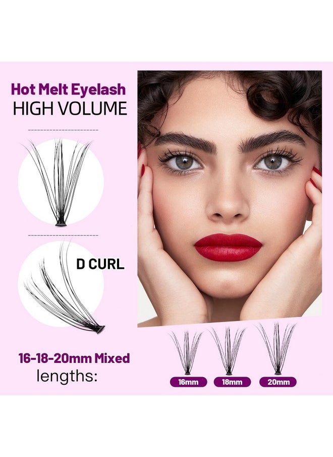 20D Cluster Eyelashes Mixed10-12-14Mm/11-13-15Mm/12-14-16Mm/16-18-20Mm Individual False Eyelashes Thickness 0.07Mm D Curl Makeup Volume Eye Lashes 200 Pcs (16-18-20Mm)