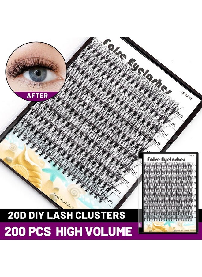 20D Cluster Eyelashes Mixed10-12-14Mm/11-13-15Mm/12-14-16Mm/16-18-20Mm Individual False Eyelashes Thickness 0.07Mm D Curl Makeup Volume Eye Lashes 200 Pcs (16-18-20Mm)